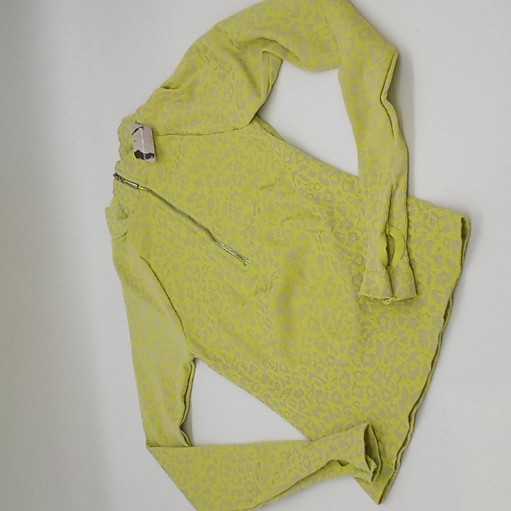 Free People Movement Leopard Layering Top‎ Lime Green XS/S